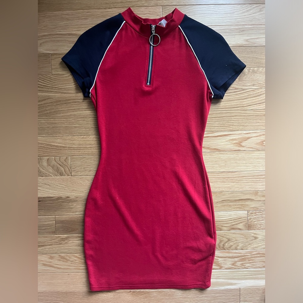 H&M mini red and navy dress